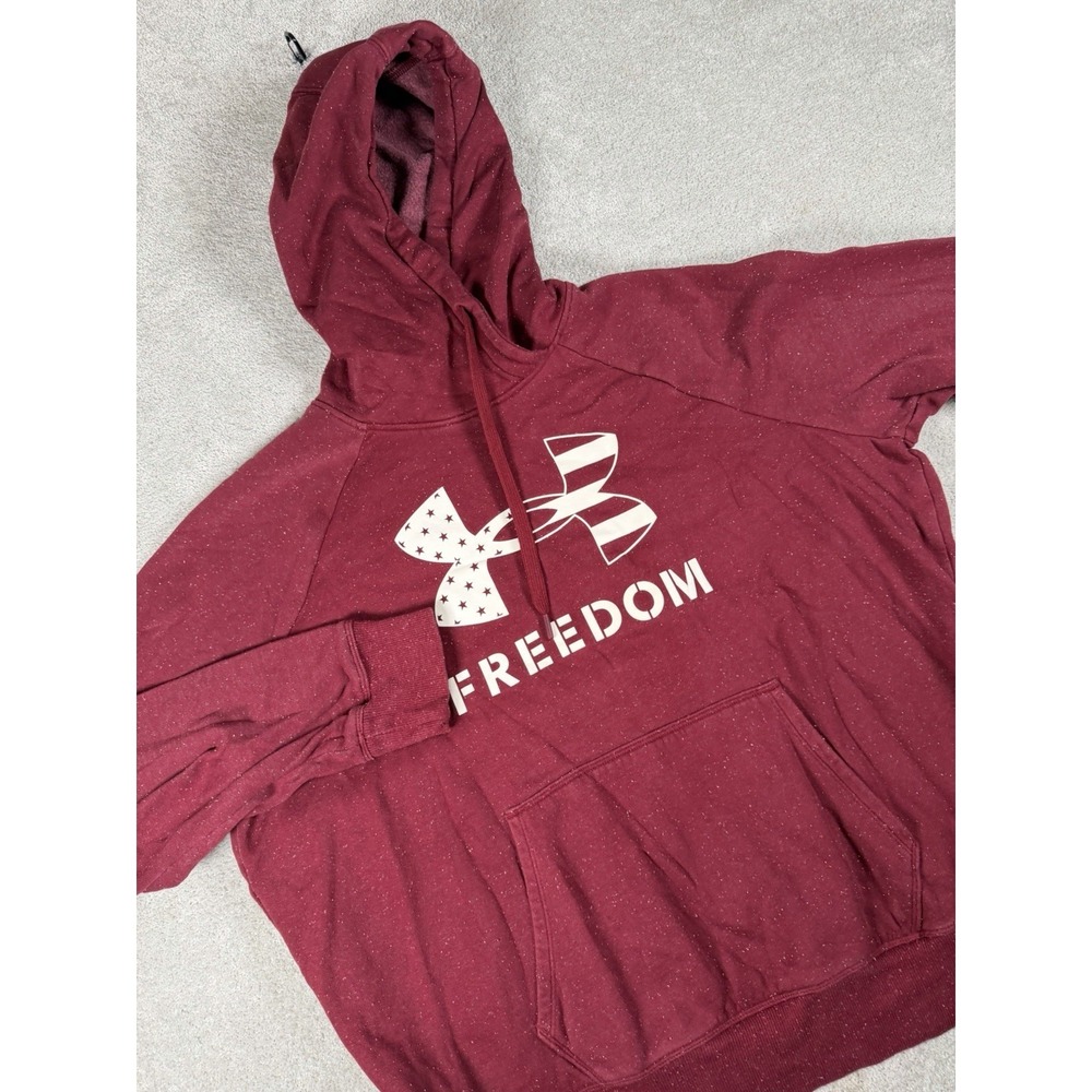 Under Armour Womens Rival Fleece‎ Logo Hoodie Maroon Speckled Size XL Freedom